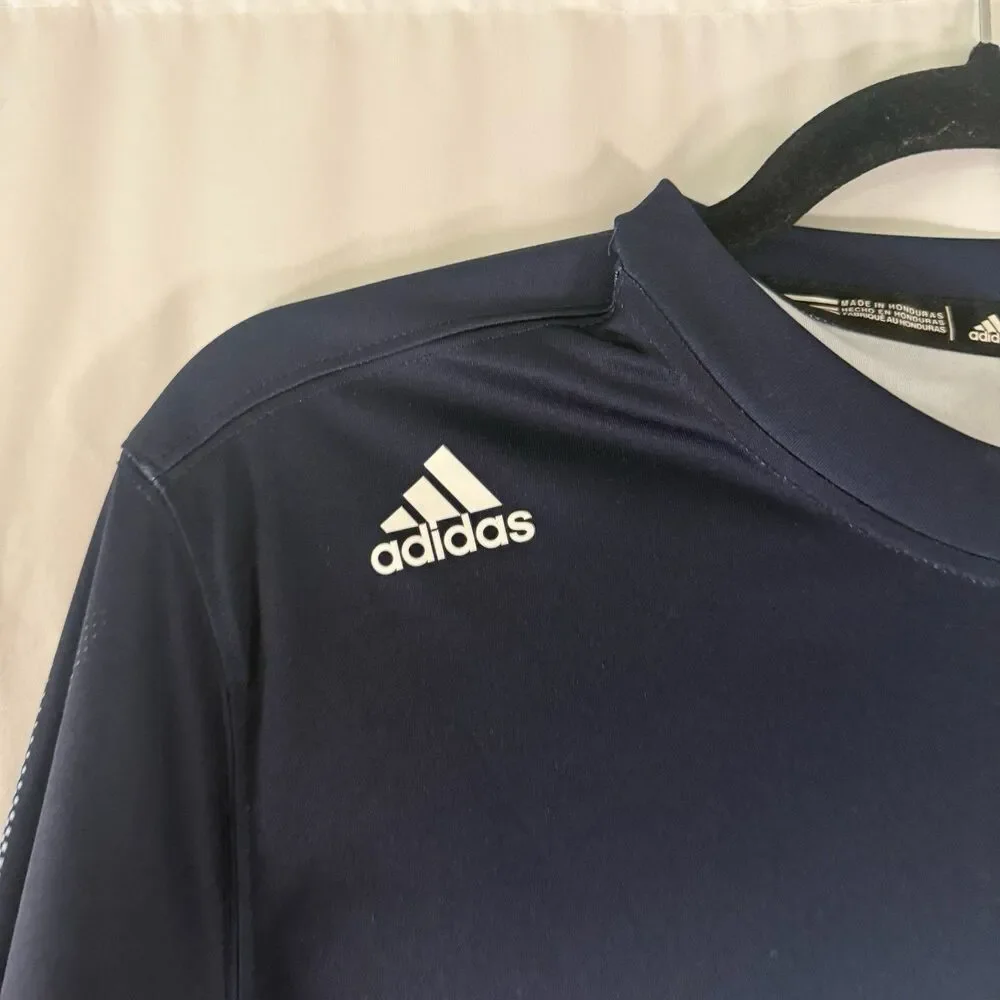 Sporting Kansas City ADIDAS Men's Medium Blue Striped Short Sleeve Crew Neck